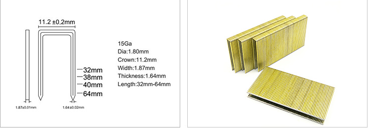 15 gauge za težke obremenitve pocinkana žica Q38 višina žeblji velikost serije U sponke tipa 716 Crown inch za leseno pohištvo (2)