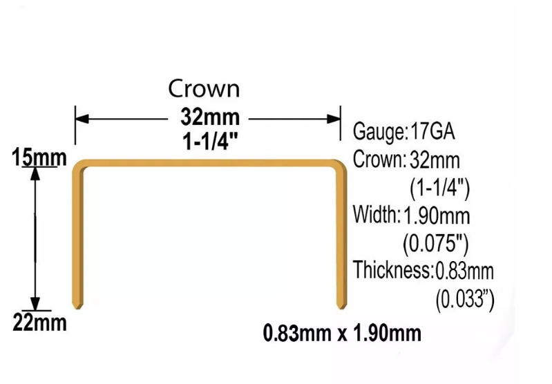 Agrafes de fermeture de carton enduites de cuivre modèle C58 32/15 pour l'emballage